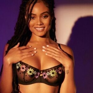 Savage X Fenty Black Bra with Floral Embroidery